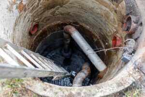 Replacing the fecal pump in the fecal well. Work on the replacement of the fecal pump